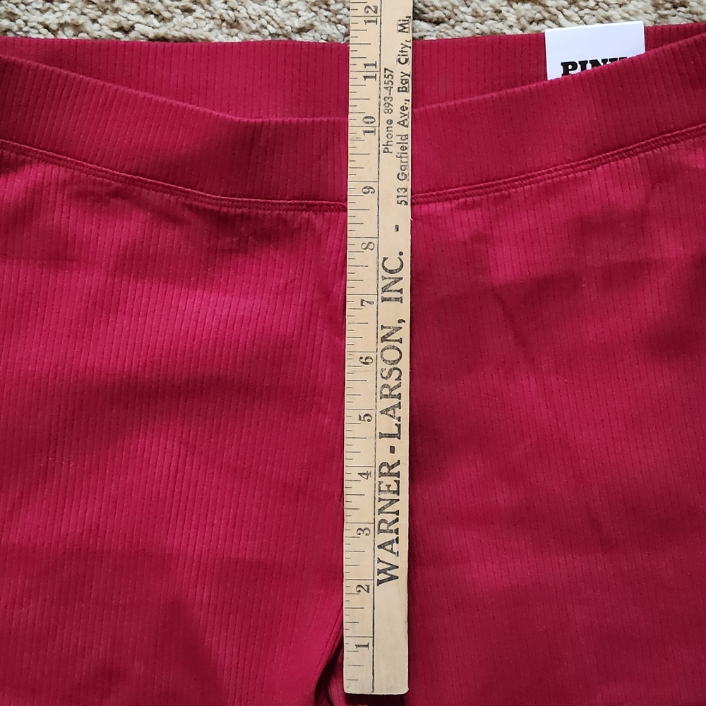NWT PINK Stretch cotton ribbed flare legging. Size Large. Color deep red - Picture 11 of 11